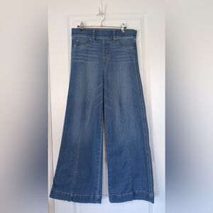 SPANX Pull-on Seamed Front Wide Leg Jeans Vintage Indigo Size Medium Petite